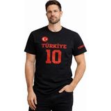 Asmedo Erkek Türkiye Ay Yıldız Baskılı 10 Numara Forma Tişört Taraftar T-Shirt - Siyah