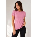 Asmedo Kadın Basic Tişört Bisiklet Yaka Kısa Kol Günlük Yazlık Slim fit T-Shirt - Pembe