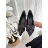 Asmi Shoes Kadın Marci Siyah Kroko Fiyonklu 3,5 cm Blok Topuklu Stiletto&ayakkabı Siyah Kroko