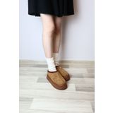 asmi shoes Kadın Rose Taba İçi Tüylü Düz Taban Ayakkabı - Yarım Bot