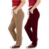 ASN Concept Kadın Viskon Kumaş 2'li Paket Bordo/kahverengi Eşofman Altı (Büyük Beden Seçeneğiyle) - 40 - 42 - Bordo - Kahverengi
