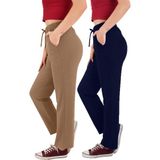 ASN Concept Kadın Viskon Kumaş 2'li Paket Lacivert /kahverengi Eşofman Altı (Büyük Beden Seçeneğiyle) - 40 - 42 - Lacivert - Kahverengi