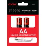 Asonic 1400Mah 1.5 Volt Şarjlı Kalem Pil Aa 2Li Pk. Type-C Soketli Kablo İle Şarj Edilebilir