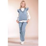 Asortik Kids kız Çocuk 3' lü Kot Jean Tesettüre Uygun Takım Kot Pantolon-Kot Bluz-Şifon Gömlek
