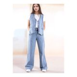 Asortik Kids Kot Denim Yelekli Alt&Üst Kız Çocuk İkili Rahat Takım Pantolon-Yelek