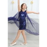 Asortik Kids MNS Kız Çocuk Abiye Gece Elbisesi Mezuniyet Kıyafeti 12-13 Yaş Lacivert Şık Tül Detay - 12 - 13 Yaş