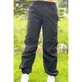 Asortix Çocuk Unisex Paçaları Elastik Jogger Paraşüt Kumaş PANTOLON-PNT-0031 - Comford - 9 - 10 Yaş - Siyah