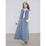 Asortix Kız Çocuk Denim Kumaş 3’lü Takım Kot Ceket Eetek Gömlek Tesettür SET-AÜT-0007 - 13 - 14 Yaş - Mavi