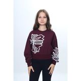 Asortix Kız Çocuk Oversize Kesim Iki Iplik Pamuklu Penye Likralı Kumaş Bel Lastikli SWEATSHIRT-SWT-0002 - Mor - 15 - 16 Yaş