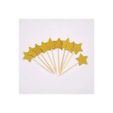 asöy Gold Kürdan Yıldız Simli Eva Altın Sarısı 10 adet Cupcake Süsleri 2,5 Cm Küçük Boy