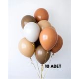 Asöy HBK Balon Retro Kahve Tondaki Renkler Düz Balon Demeti 10 Adet Krem Kahverengi Yuvarlak - Krem - Kahverengi