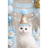 asöy Kedi İçin Doğum Günü Parti Şapkası Kedi Şapka Mavi