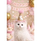 asöy Kedi Için Doğum Günü Parti Şapkası Kedi Şapka Pembe