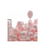 asöy Macaron Pembe Gümüş Konfetili Şeffaf Balon Makaron soft Gümüş Pullu Şeffaf balon Seti 20 Adet