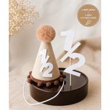 Asöy Yarım Yaş 6 Ay Şapka Jüt Kumaş Kahverengi Ponponlu Şapka Doğum Günü Şapkası 6 Ay Ponponlu Çuval Kumaşlı Ve Pasta süsü