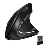 ASOYIOL Ergonomik Fare Kablosuz, USB Alıcılı Dikey Fare Ergo 6 Düğme 800/1200/1600 Dizüstü Bilgisayar için Ayarlanabilir DPI Bilgisayar Fareleri (Sağ El, Siyah)