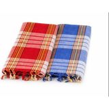 ASPA Home Klasik Peştemal, 80X170 Otantik Hamam Peştemali, Çok Amaçlı Plaj Sauna Gelin Hamamı Havlusu 2'li Set - Kırmızı - Mavi