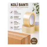 Aspak 1 Adet Koli Bandı 45 Mm X 100 Mt Şeffaf Güçlü Yapışkanlı Kopmayan Bant