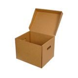 Aspak 40x33x30cm Kapaklı Saklama Kutusu - Arşiv Kutusu - Arşiv Kolisi - Kraft - Çift Oluklu -5 Adet