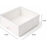 Aspak 8X8X4CM Asetat Kapaklı Amerikan Bristol Beyaz Kutu-Baby Shower, Nikah, Kına, Düğün, Hediyelik Kutu-10 Adet