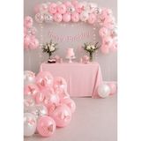 Aspak Happy Bırthday Yazı Gümüş Konfetili 30 Adet Kelebekli Pembe İnci Beyazı Balon Parti Doğum Günü Seti