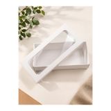 Aspak Kağıtçılık Ambalaj 23x9x6 cm Pencereli Asetatlı Beyaz Kutu - Çikolata, Lokum, Kurabiye ve Hediyelik Sunum Kutusu-10 Adet