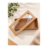 Aspak Kağıtçılık Ambalaj 23x9x6 cm Pencereli Asetatlı Kraft Kutu - Çikolata, Lokum, Kurabiye ve Hediyelik Sunum Kutusu-10 Adet