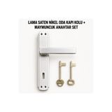 ASPAR Aynalı Lama Kapı Kolu Saten (1 Takım) Anahtar Set