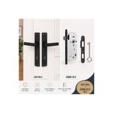 ASPAR Aynalı (ODA) Kapı Kolu Mat Siyah / Siyah Kapı Kilidi 40mm / Set Olarak