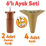 Aspen 6'Lı Set Mobilya Tv Ünitesi Çekyat Koltuk Kanepe Baza Destek Ayağı Ayakları 12 Cm Açık Ceviz