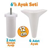 Aspen 6'Lı Set Mobilya Tv Ünitesi Çekyat Koltuk Kanepe Baza Destek Ayağı Ayakları 12 Cm Beyaz M8