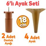 Aspen 6'Lı Set Mobilya Tv Ünitesi Koltuk Kanepe Konsol Destek Ayağı Ayakları 18 Cm Koyu Ceviz