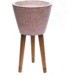 Aspen Ahşap Ayaklı Beton Saksı Pembe Gri - - - --