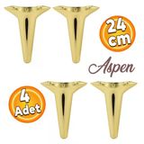 Aspen Lüks Mobilya Kanepe Koltuk Tv Ünitesi Konsol Ayağı Ayakları 24 Cm Altın Gold Ayak (4 Adet)