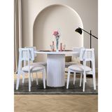 Aspendos Iskandinav Natural Ahşap Masa Sandalye Takımı 90X90 - Beyaz - Beyaz