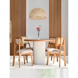 Aspendos Iskandinav Natural Ahşap Masa Sandalye Takımı 90X90 - Beyaz - Naturel