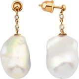 Aspendos Jewellery Barok Inci Sallantılı Pırlantalı 14 Ayar Altın Kadın Küpe - Pembe - Altın - Standart