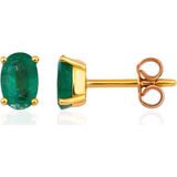 Aspendos Jewellery Oval Zümrüt Tektaş 18 Ayar Altın Kadın Küpe - Yeşil - Altın - Standart