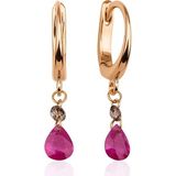 Aspendos Jewellery Pırlanta ve Yakut Taşlı 18 Ayar Rose Gold Kadın Küpe - Pembe - Altın - Standart