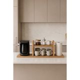 Aspera Wood Ahşap 2 Katlı Kahve Standı – Kahve Köşesi / Mutfak Organizeri, Entegre Peçetelik - %100 Mdf