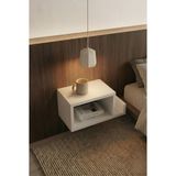 Aspera Wood Modern Duvara Monte Beyaz Komodin - Özel Telefon Bölmeli Minimalist Raf
