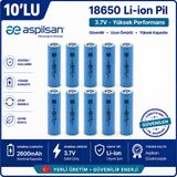 Aspilsan 18650 2600Mah 3.7V Li-İon Şarjlı Pil 10'Lu Paket | Inr18650a28 Orijinal Lityum İyon Batarya | Powerbank, E-Bisiklet Ve Robot Projeleri İçin