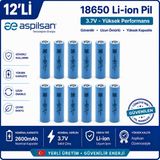 Aspilsan 18650 2600MAH 3.7V Li-Ion Şarjlı Pil 12'li Paket | INR18650A28 Orijinal Lityum Iyon Batarya | Powerbank, E-Bisiklet, Ups ve Solar Sistemler Için - Mavi - 1 Adet