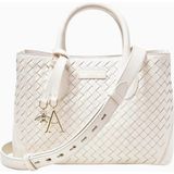 Aspinal of London Midi London Beyaz Woven Deri Tote Çanta, Şık ve Fonksiyonel Tasarım