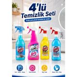 Aspirix Temizlik Seti 4'lü - Güç Bende, Multipurpose, Kir Yağ Leke Çıkarıcı Sarı Güç, Banyo Derz Kireç Temizleyici