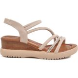 Aspor Bej Kadın Dolgu Topuk Sandalet - Renkli