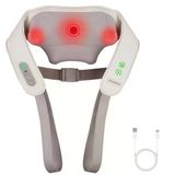 Aspria Kablosuz Isıtmalı Boyun Masaj Aleti, Boyun Omuz Sırtı İçin Shiatsu Masaj Aleti, 3 Modlu 5D Silindirler, Serbest Eller, Ofis Evleri İçin Rahatlama İçin C Tipi Taşınabilir Masaj Aleti