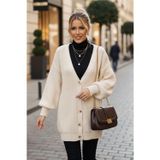 Asprin Fashion Uzun Triko Hırka Beyaz
