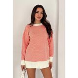 Asprin Fashion Zikzak Desenli Kazak Turuncu-Beyaz