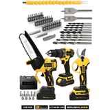 ASR1038 Assur Xr Lı-Ion Batarya 3 Lü Set Kömürsüz Motor Çift Akülü Şarjlı Matkap Şarjlı Budama Makası Şarjlı